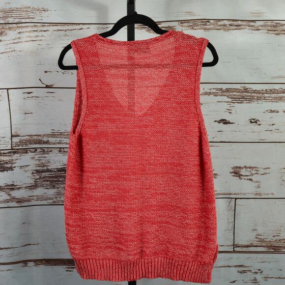 Wooden Ships Hi-low V-neck Sweater Vest Salmon Size S/M - Picture 2 of 4